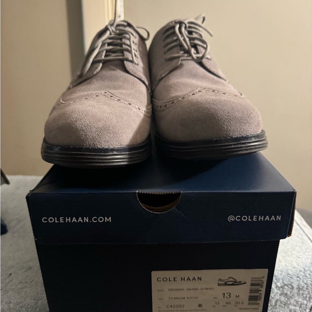 Cole Haan Men's Taupe Suede Oxfords